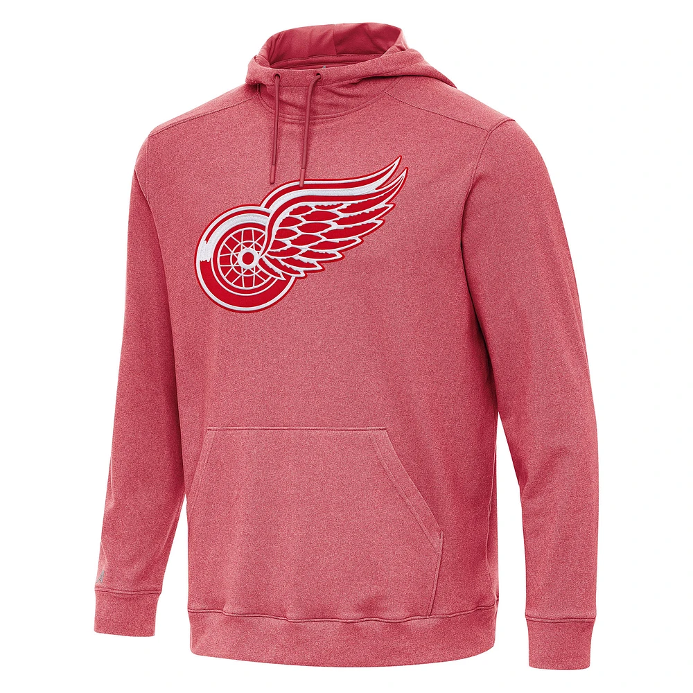Men's Antigua Heather Red Detroit Wings Cloud Pullover Hoodie