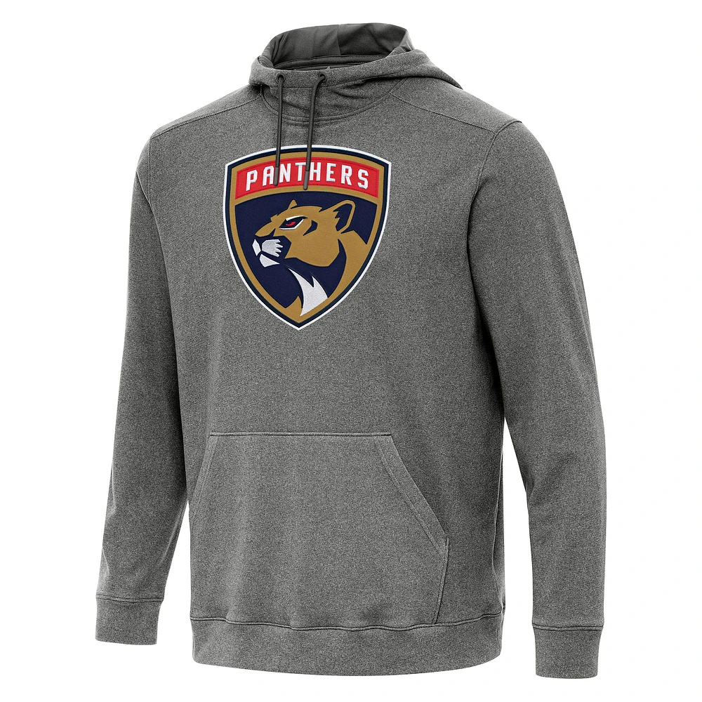 Men's Antigua Heather Black Florida Panthers Cloud Pullover Hoodie