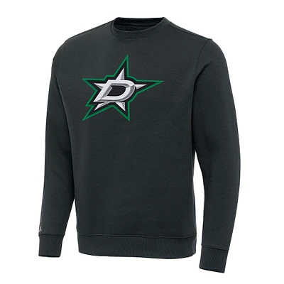 Men's Antigua Charcoal Dallas Stars Victory Crewneck Pullover Sweatshirt
