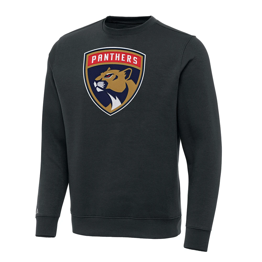 Men's Antigua Charcoal Florida Panthers Victory Crewneck Pullover Sweatshirt