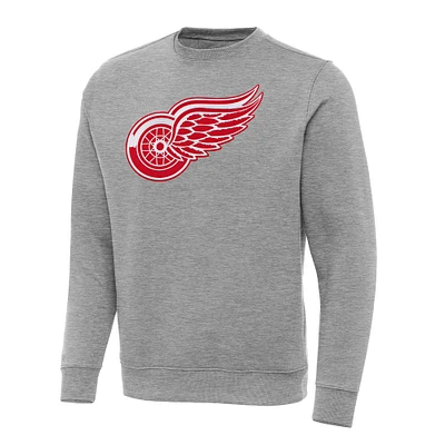 Men's Antigua Heather Gray Detroit Red Wings Big & Tall Victory Crewneck Pullover Sweatshirt