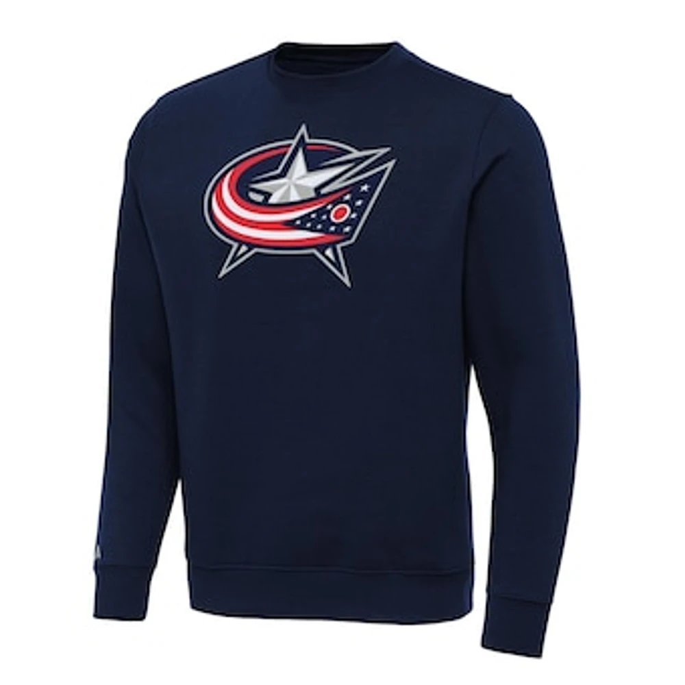 Men's Antigua Navy Columbus Blue Jackets Big & Tall Victory Crewneck Pullover Sweatshirt