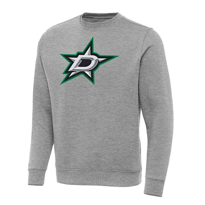 Men's Antigua Heather Gray Dallas Stars Big & Tall Victory Crewneck Pullover Sweatshirt