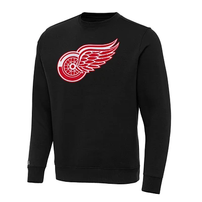 Men's Antigua Black Detroit Red Wings Big & Tall Victory Crewneck Pullover Sweatshirt