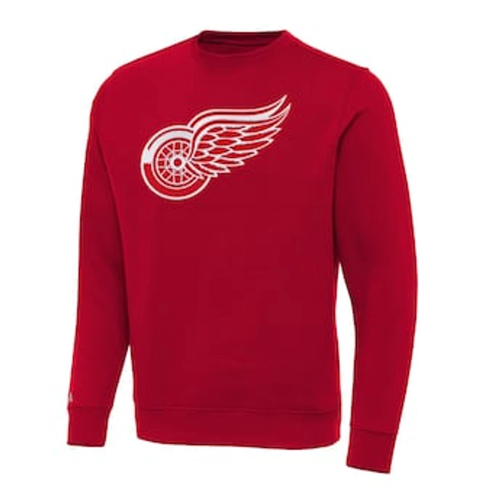 Men's Antigua Red Detroit Wings Big & Tall Victory Crewneck Pullover Sweatshirt
