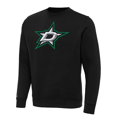 Men's Antigua Black Dallas Stars Big & Tall Victory Crewneck Pullover Sweatshirt