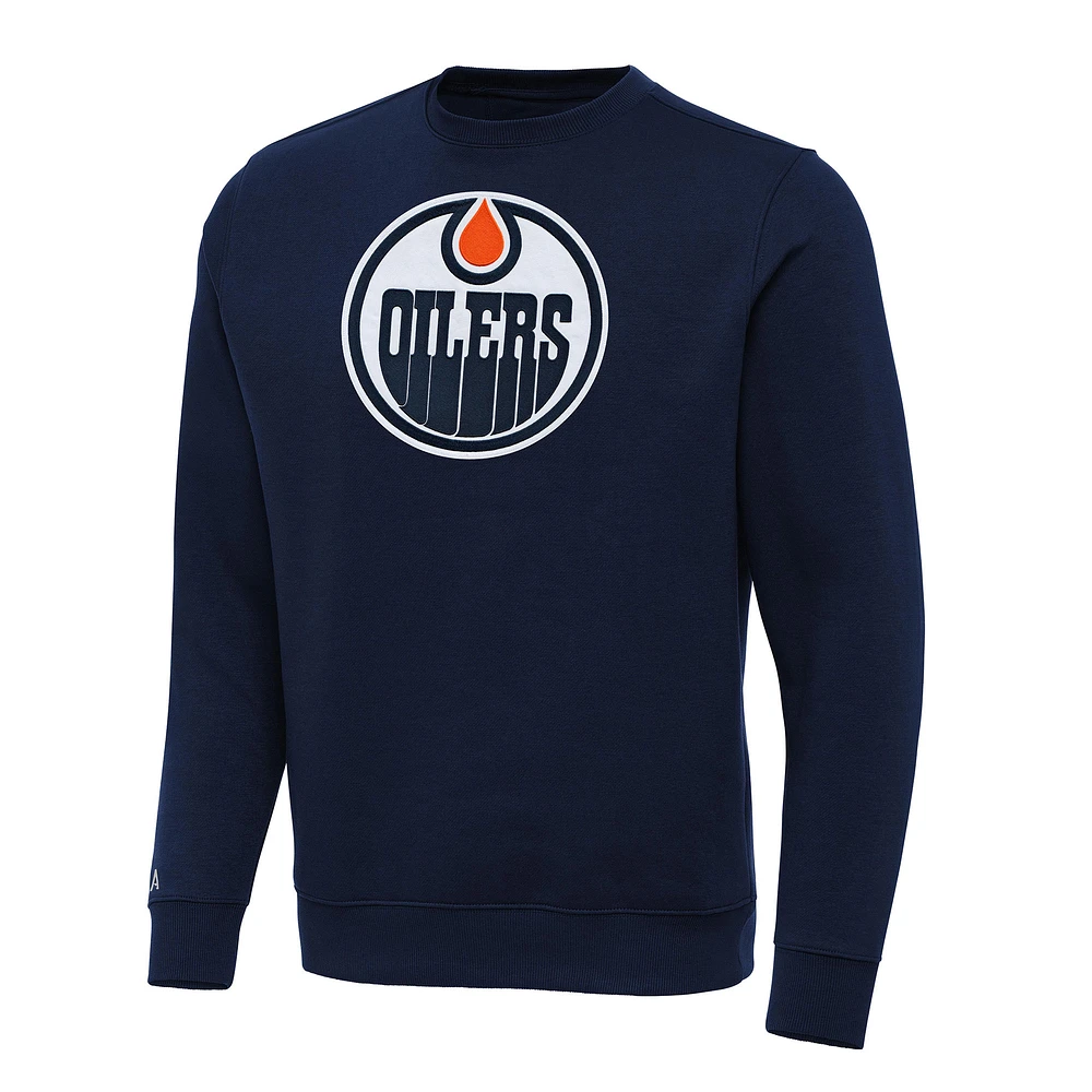 Men's Antigua Navy Edmonton Oilers Big & Tall Victory Crewneck Pullover Sweatshirt