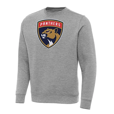 Men's Antigua Heather Gray Florida Panthers Big & Tall Victory Crewneck Pullover Sweatshirt