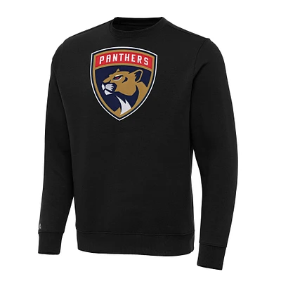 Men's Antigua Black Florida Panthers Big & Tall Victory Crewneck Pullover Sweatshirt