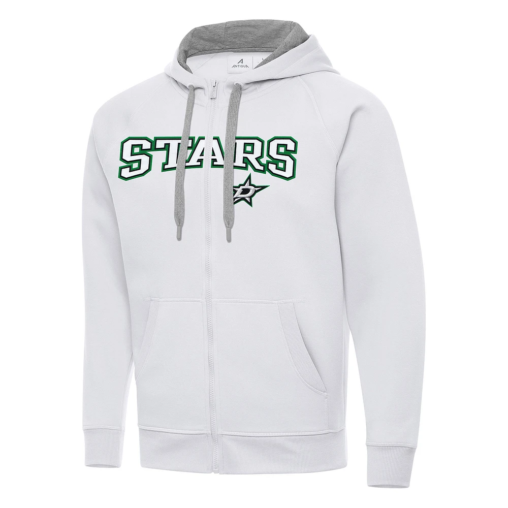 Men's Antigua White Dallas Stars Big & Tall Victory Full-Zip Hoodie