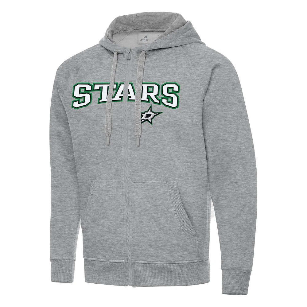 Men's Antigua Heather Gray Dallas Stars Big & Tall Victory Full-Zip Hoodie