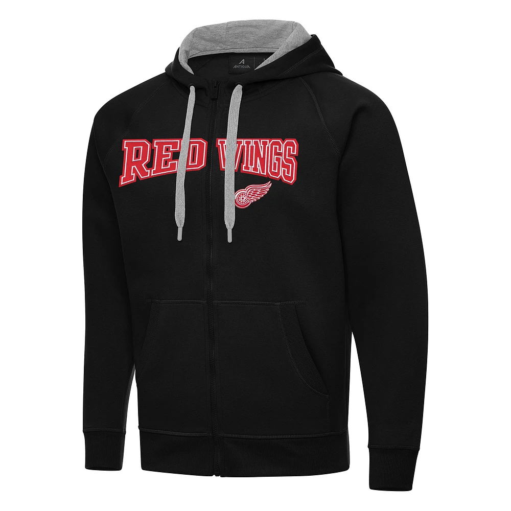 Men's Antigua Black Detroit Red Wings Big & Tall Victory Full-Zip Hoodie