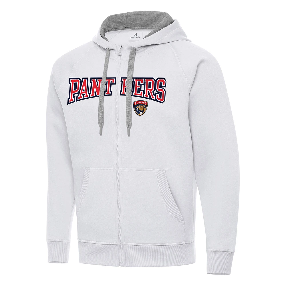 Men's Antigua White Florida Panthers Big & Tall Victory Full-Zip Hoodie