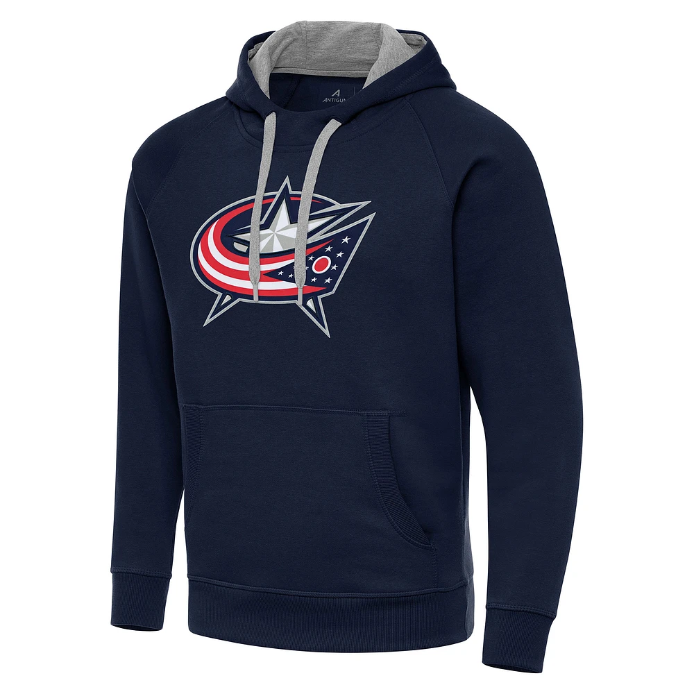 Men's Antigua Navy Columbus Blue Jackets Big & Tall Victory Pullover Hoodie