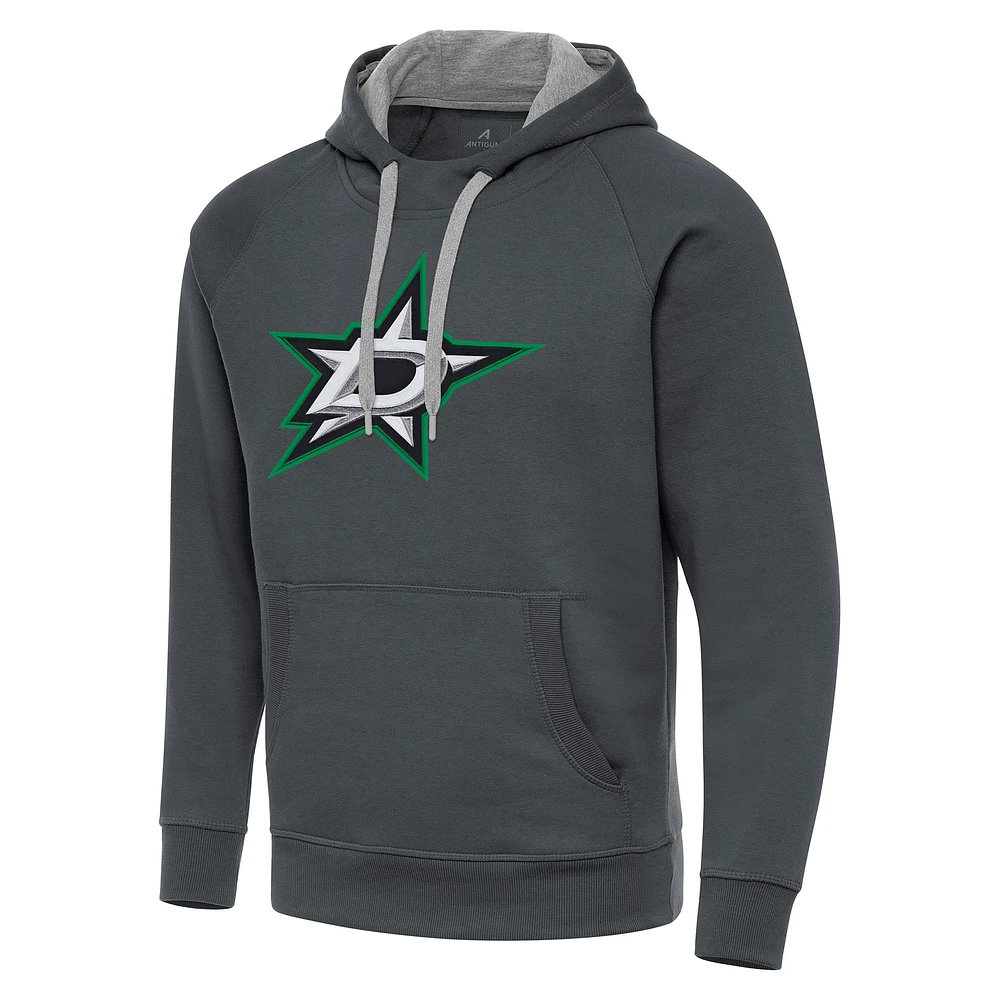 Men's Antigua Charcoal Dallas Stars Big & Tall Victory Pullover Hoodie