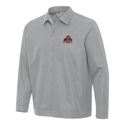Men's Antigua Gray Ohio State Buckeyes Pivot Full-Zip Jacket