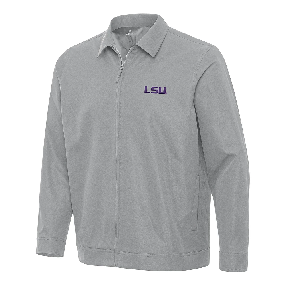 Men's Antigua Gray LSU Tigers Pivot Full-Zip Jacket