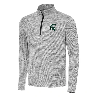Men's Antigua Black Michigan State Spartans Cause Quarter-Zip Top