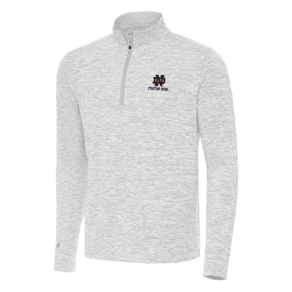 Men's Antigua Gray Notre Dame Fighting Irish Cause Quarter-Zip Top