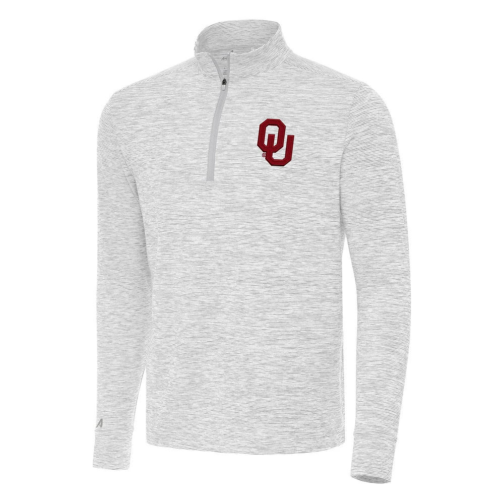 Men's Antigua Gray Oklahoma Sooners Cause Quarter-Zip Top