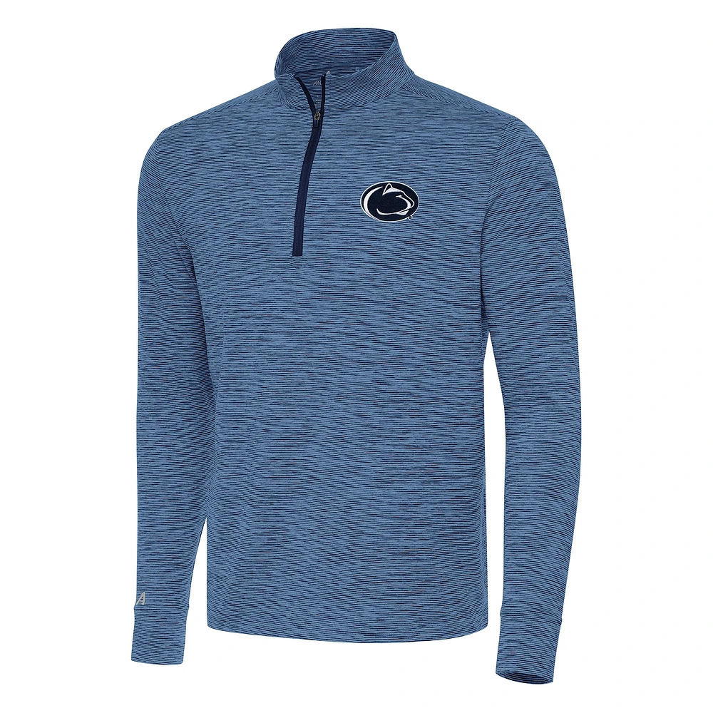 Men's Antigua Heather Navy Penn State Nittany Lions Cause Quarter-Zip Top