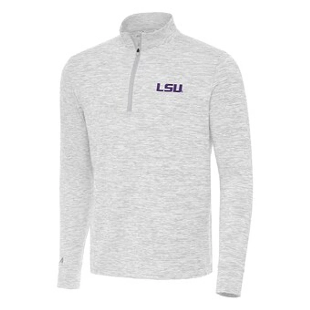 Men's Antigua Gray LSU Tigers Cause Quarter-Zip Top