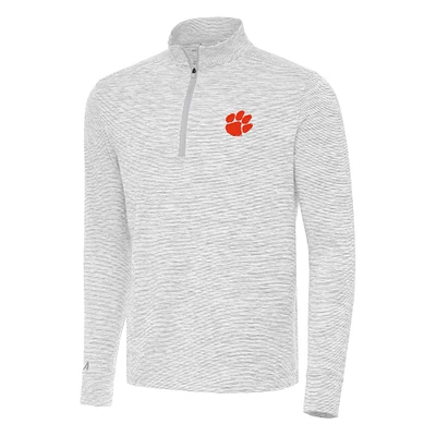 Men's Antigua Gray Clemson Tigers Cause Quarter-Zip Top