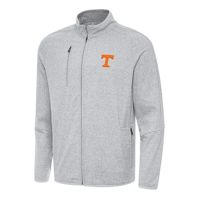 Men's Antigua Heather Gray Tennessee Volunteers Hold-Up Full-Zip Tri-Blend Jacket