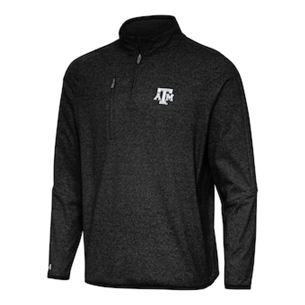Men's Antigua Heather Black Texas A&M Aggies Certain Quarter-Zip Tri-Blend Sweatshirt