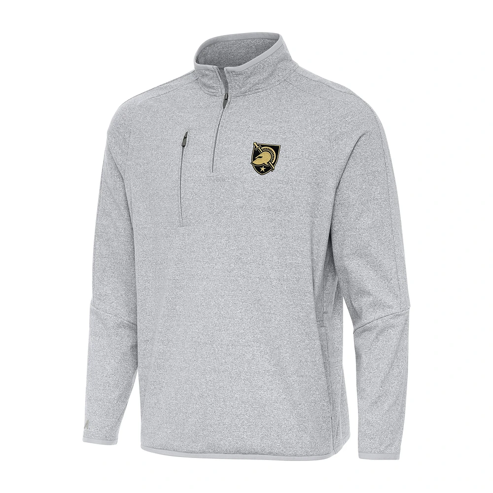 Men's Antigua Heather Gray Army Black Knights Certain Quarter-Zip Tri-Blend Sweatshirt