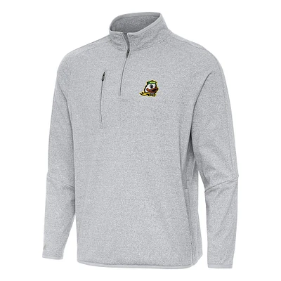 Men's Antigua Heather Gray Oregon Ducks Certain Quarter-Zip Tri-Blend Sweatshirt