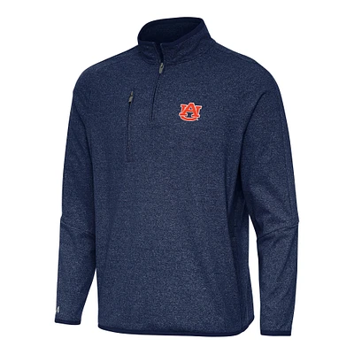 Men's Antigua Heather Navy Auburn Tigers Certain Tri-Blend Quarter-Zip Sweatshirt