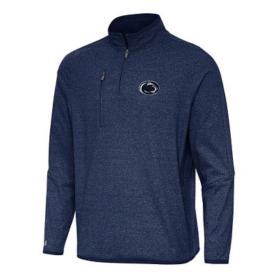 Men's Antigua Heather Navy Penn State Nittany Lions Certain Quarter-Zip Tri-Blend Sweatshirt