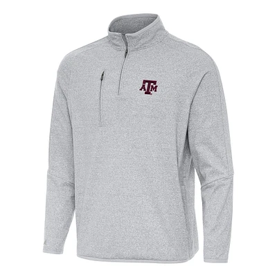 Men's Antigua Heather Gray Texas A&M Aggies Certain Quarter-Zip Tri-Blend Sweatshirt