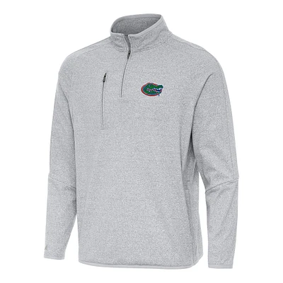 Men's Antigua Heather Florida Gators Certain Quarter-Zip Tri-Blend Sweatshirt