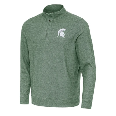 Men's Antigua Hunter Green Michigan State Spartans Subtle Quarter-Zip Sweatshirt
