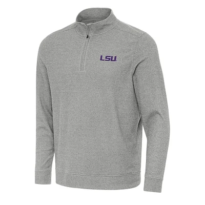 Men's Antigua Heather Gray LSU Tigers Subtle Quarter-Zip Sweatshirt