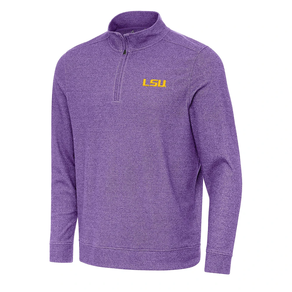 Men's Antigua Heather Purple LSU Tigers Subtle Quarter-Zip Sweatshirt