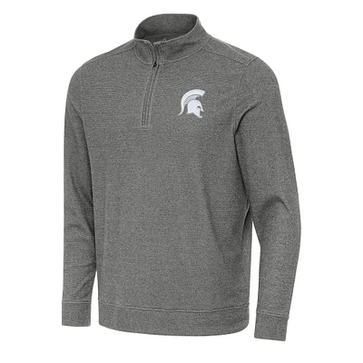 Men's Antigua Heather Black Michigan State Spartans Subtle Quarter-Zip Sweatshirt
