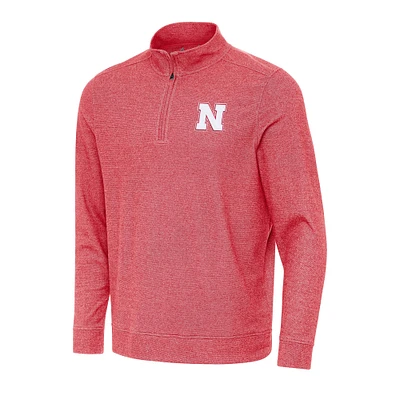 Men's Antigua Heather Red Nebraska Huskers Subtle Quarter-Zip Sweatshirt