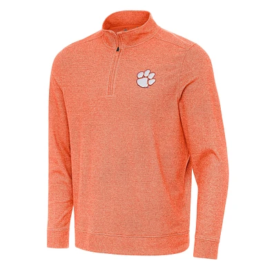 Men's Antigua Heather Orange Clemson Tigers Subtle Quarter-Zip Sweatshirt
