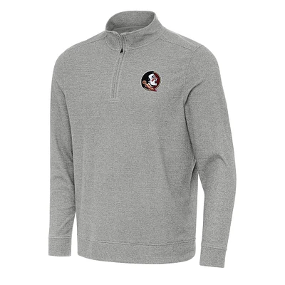 Men's Antigua Heather Gray Florida State Seminoles Subtle Quarter-Zip Sweatshirt