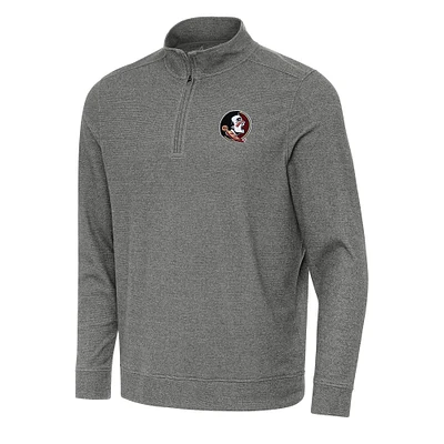 Men's Antigua Heather Black Florida State Seminoles Subtle Quarter-Zip Sweatshirt