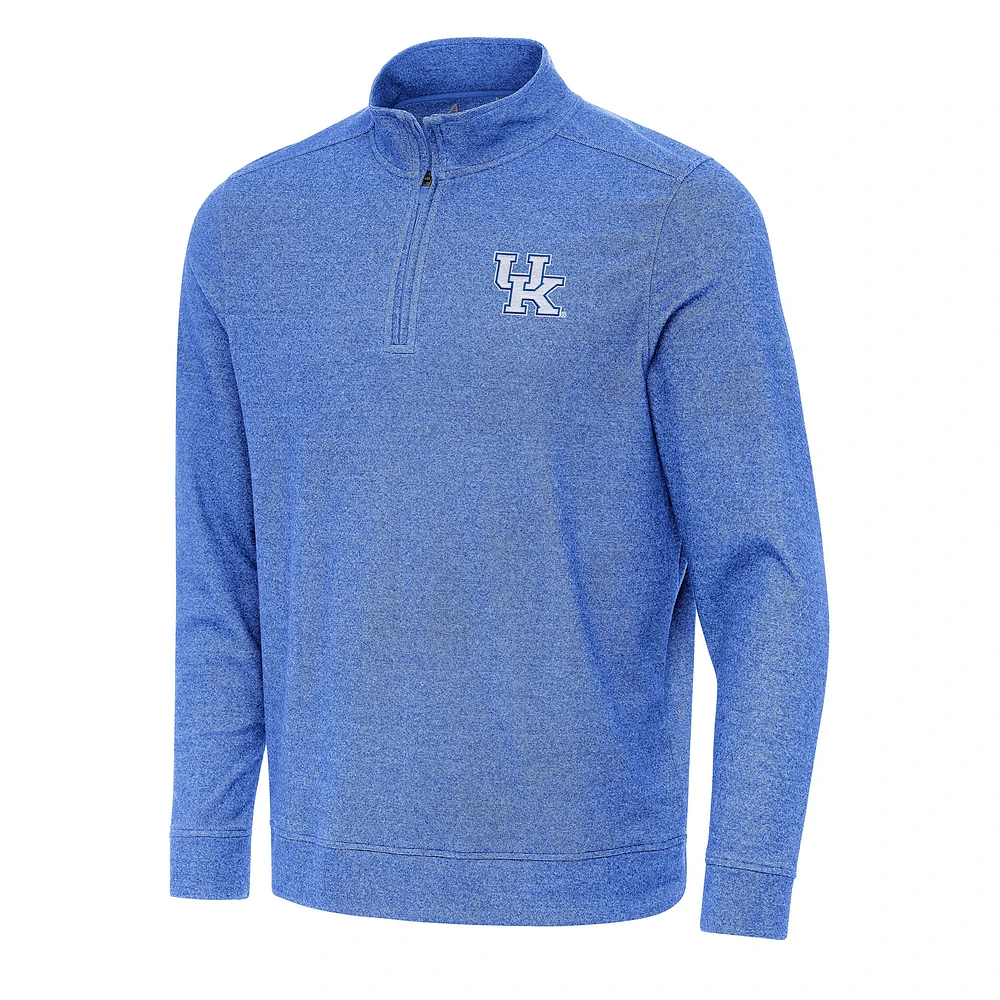 Men's Antigua Heather Royal Kentucky Wildcats Subtle Quarter-Zip Sweatshirt