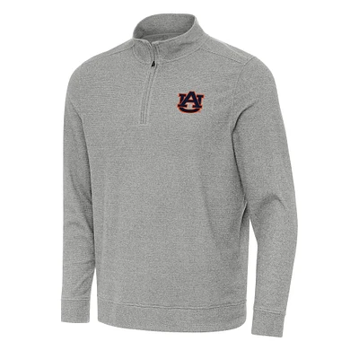 Men's Antigua Heather Gray Auburn Tigers Subtle Quarter-Zip Sweatshirt