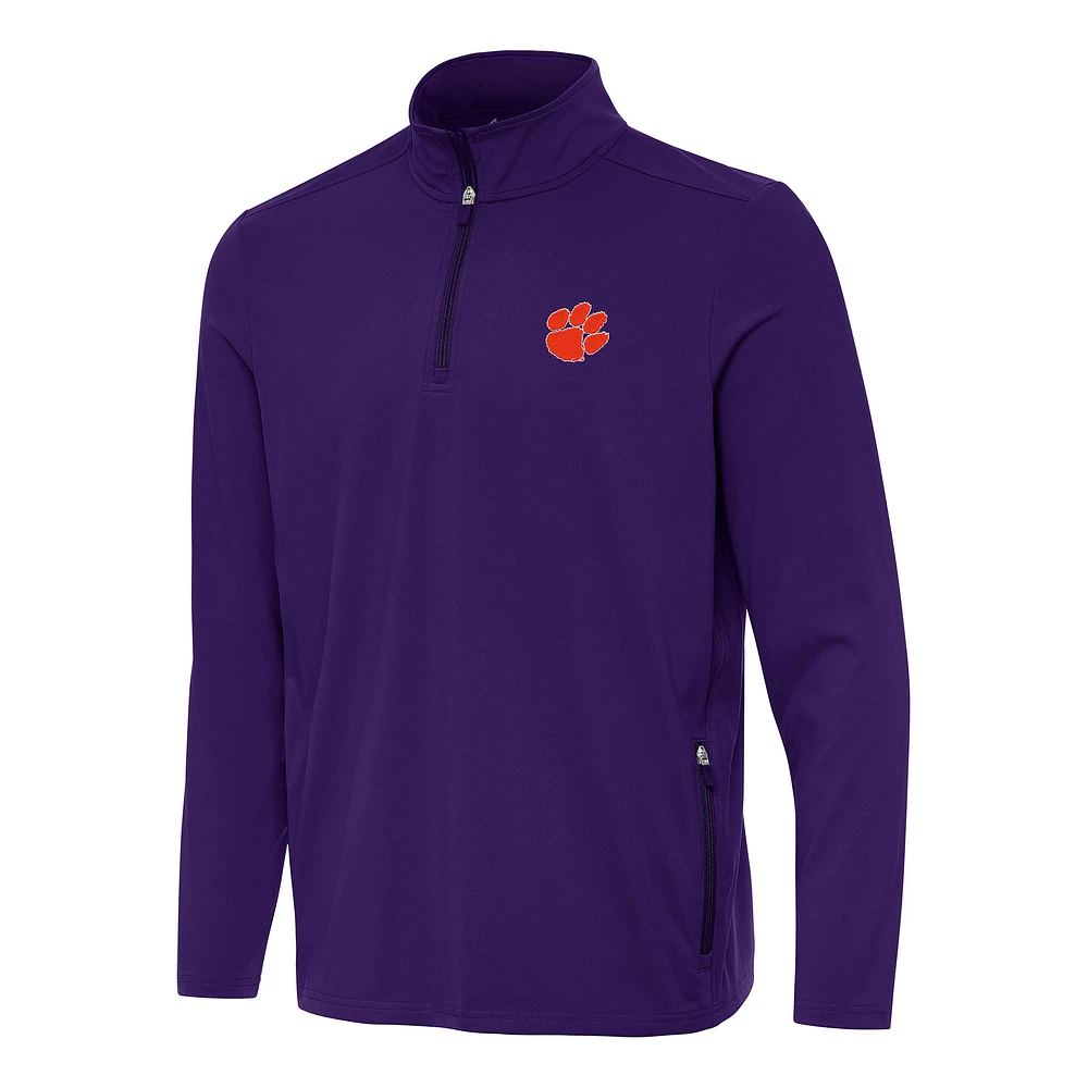 Men's Antigua Clemson Tigers Perilous Quarter-Zip Sweatshirt