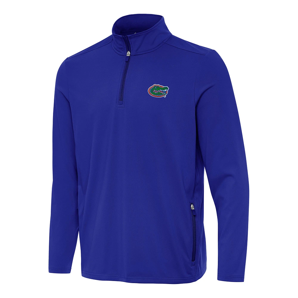 Men's Antigua Royal Florida Gators Perilous Quarter-Zip Sweatshirt