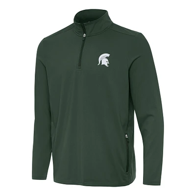 Men's Antigua Hunter Green Michigan State Spartans Perilous Quarter-Zip Sweatshirt