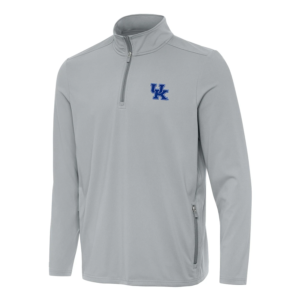Men's Antigua Gray Kentucky Wildcats Perilous Quarter-Zip Sweatshirt