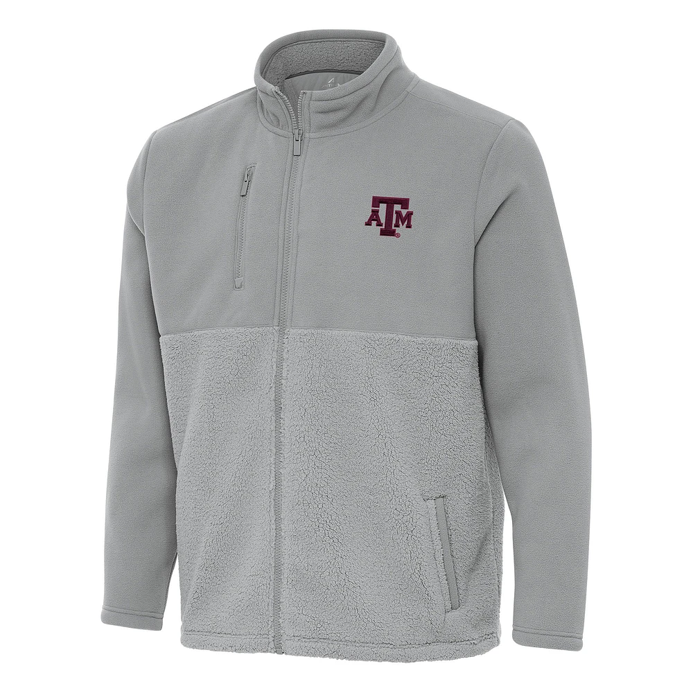 Men's Antigua Gray Texas A&M Aggies Daily Fused Full-Zip Jacket